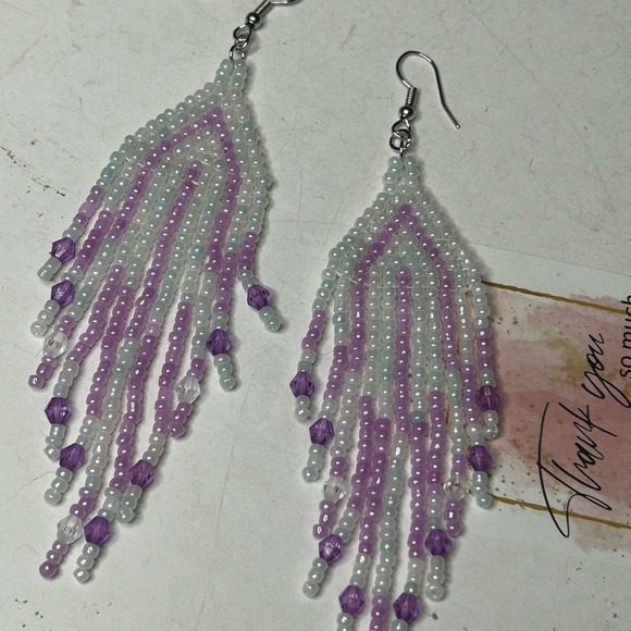 Chic Lavender Beaded Earrings - Picture 3 of 3